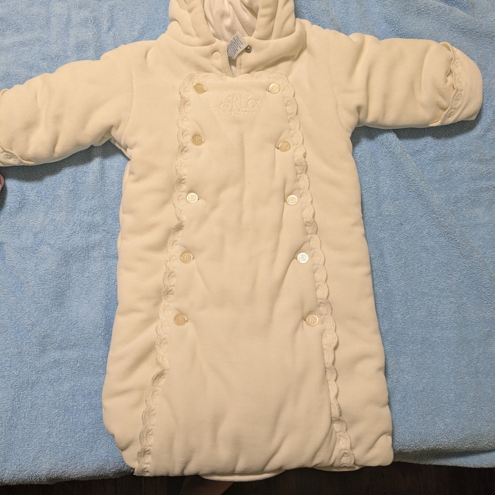 Ralph Lauren Cream Baby Bunting For Helping Warm All Winter Long